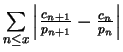$ \sum\limits_{n\le x}\left\vert\frac{c_{n+1}}{p_{n+1}}-\frac{c_n}{p_n}\right\vert$