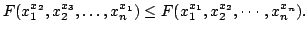$\displaystyle F(x_1^{x_2},x_2^{x_3},\ldots,x_n^{x_1})\leq F(x_1^{x_1},x_2^{x_2},\cdots,x_n^{x_n}).$