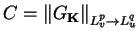 $ C=\left\Vert G_{\mathbf{K}}\right\Vert
_{L_{v}^{p}\rightarrow L_{u}^{q}}$