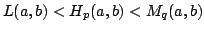 $\displaystyle L(a,b)<H_{p}(a,b)<M_q(a,b)$